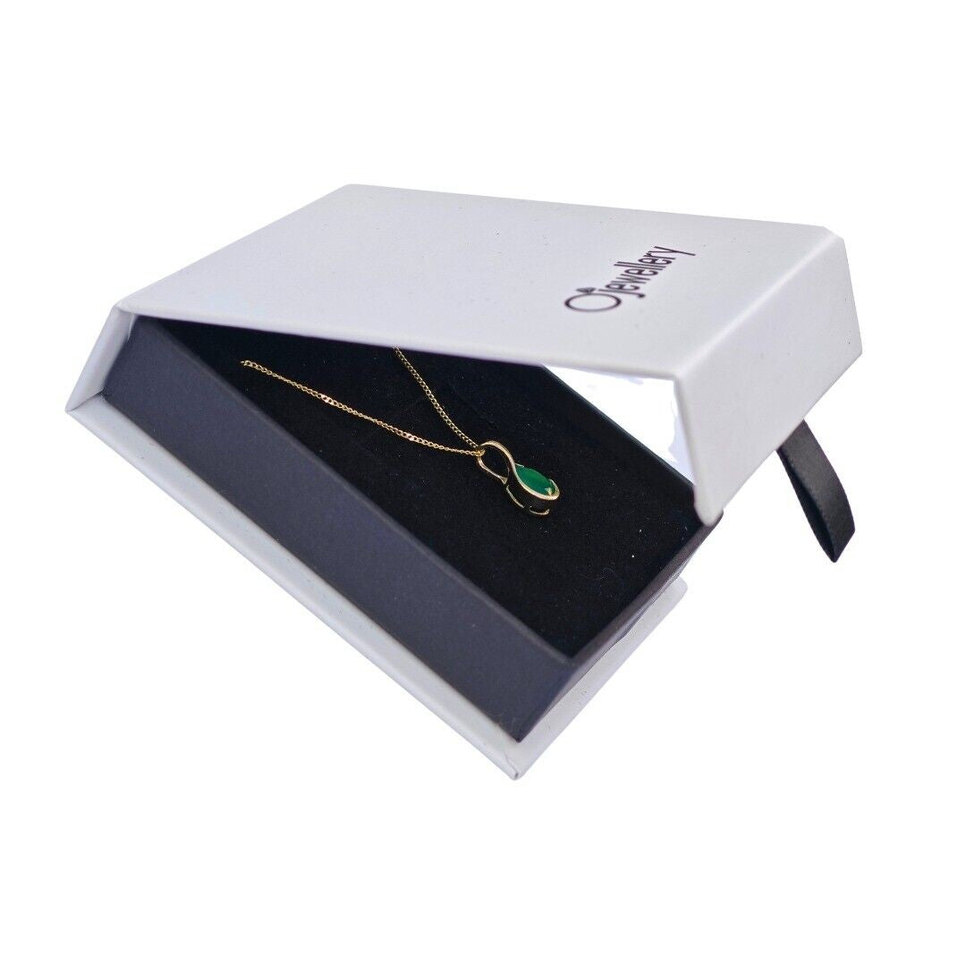 Green Onyx Infinity Loop Necklace in 9ct Gold