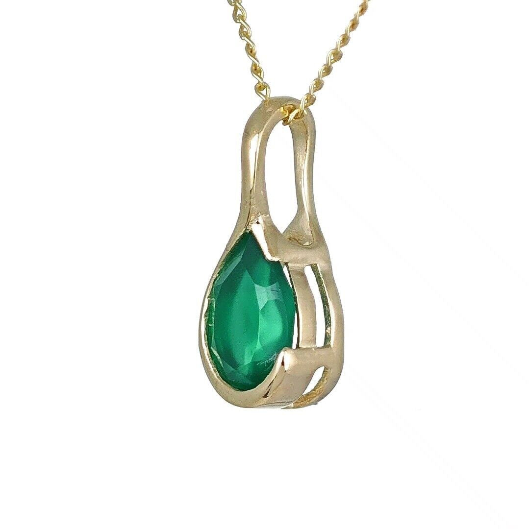 Green Onyx Infinity Loop Necklace in 9ct Gold