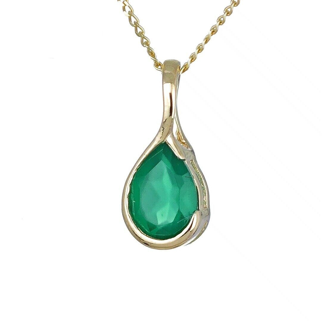Green Onyx Infinity Loop Necklace in 9ct Gold