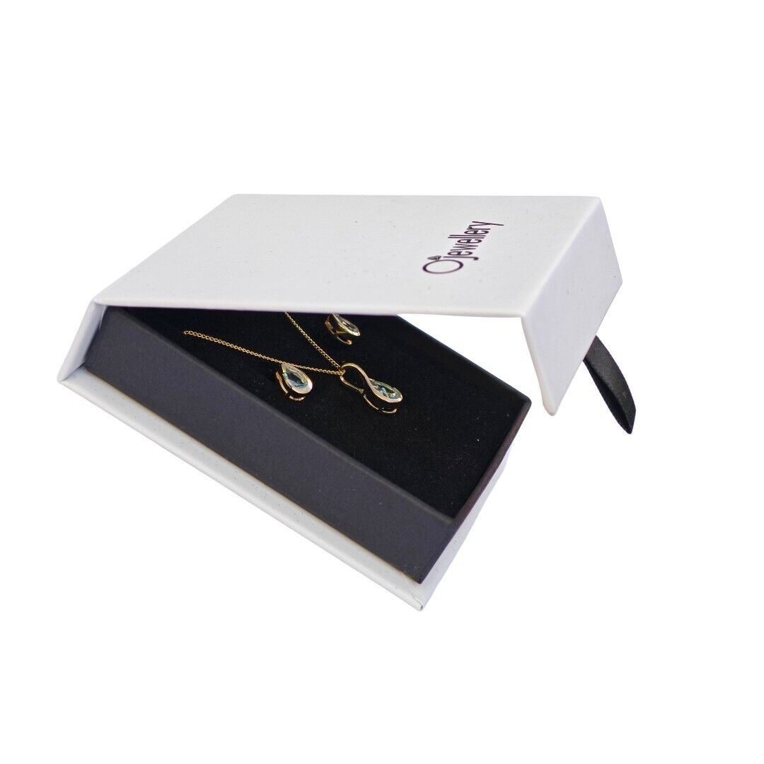 Blue Topaz Infinity Loop Jewellery Set in 9ct Gold