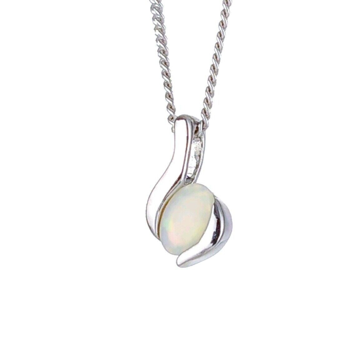 Opal Oval Necklace in Sterling Silver