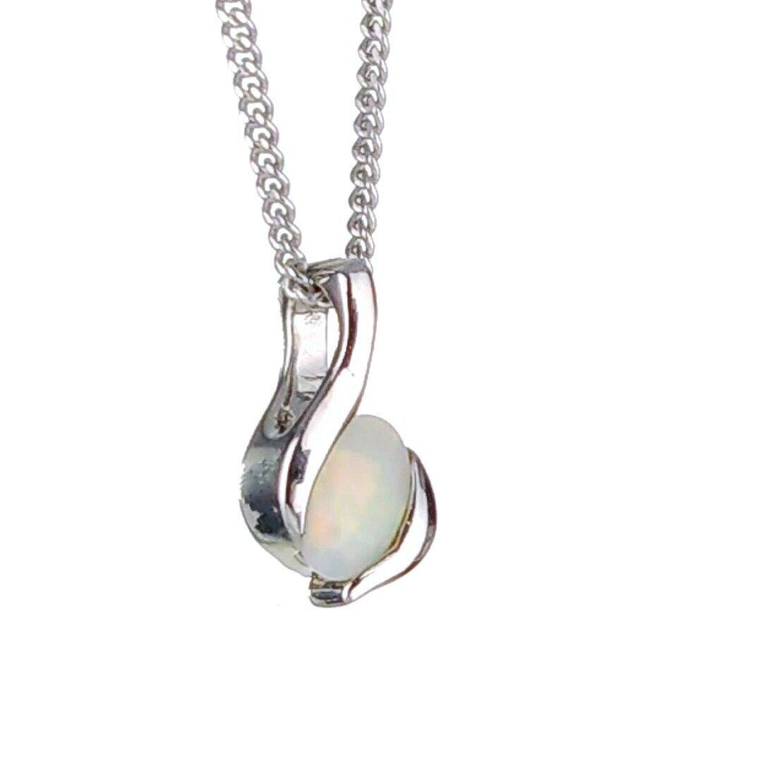 Opal Oval Necklace in Sterling Silver