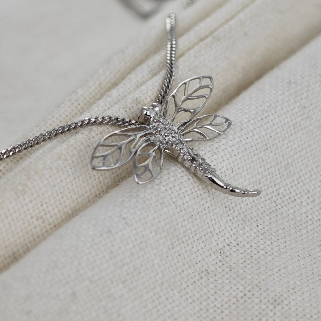Sterling Silver Diamond Dragonfly Necklace
