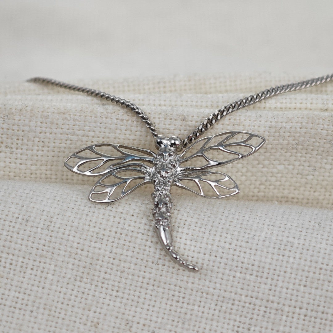 Sterling Silver Diamond Dragonfly Necklace