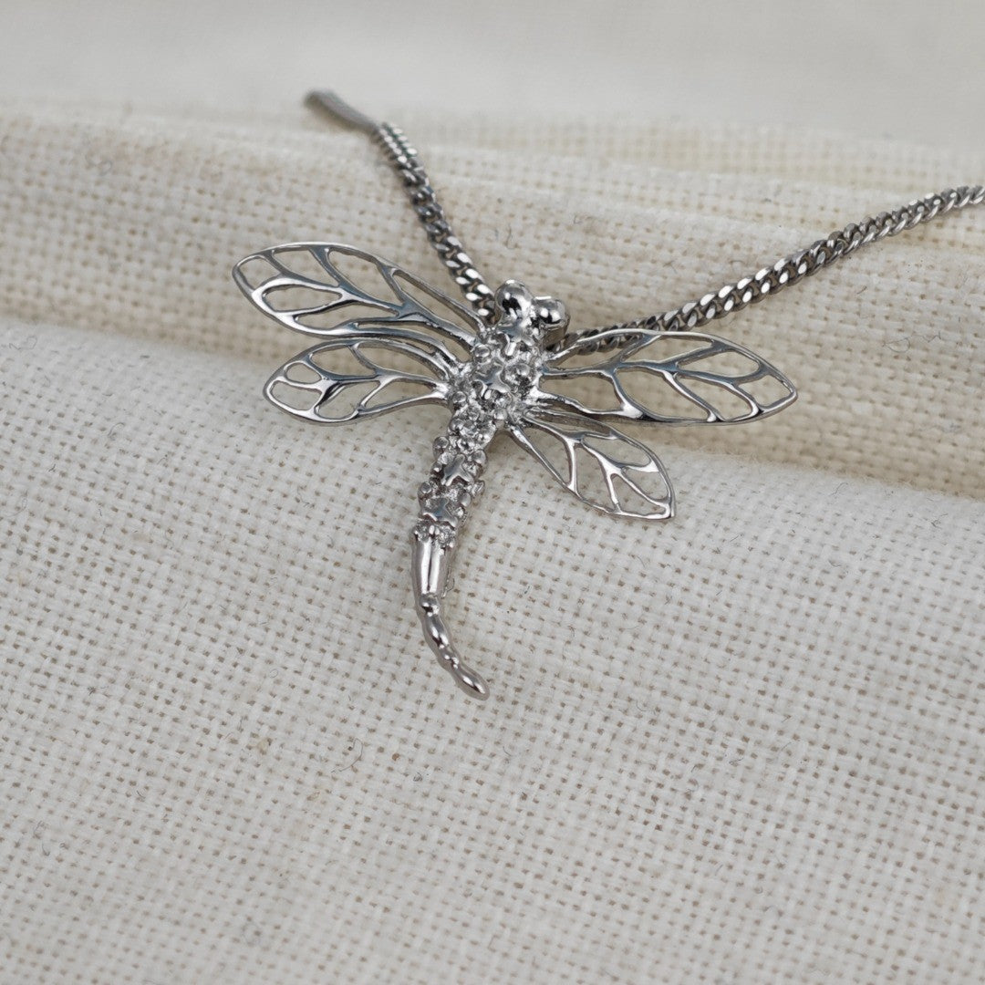 Sterling Silver Diamond Dragonfly Necklace