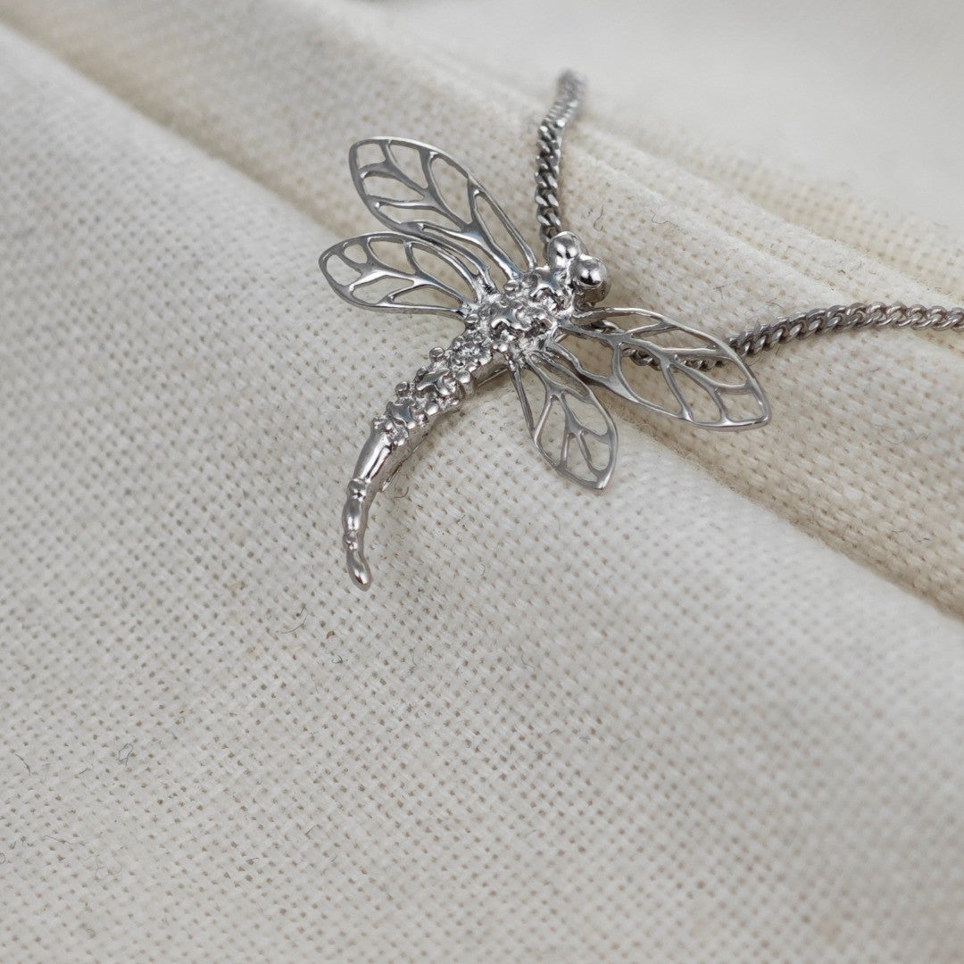 Sterling Silver Diamond Dragonfly Necklace