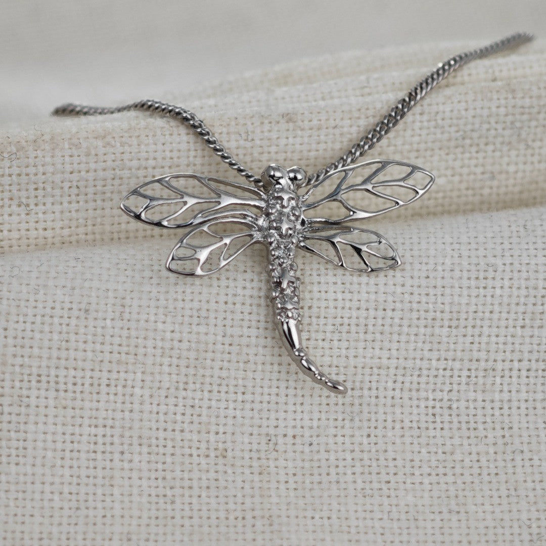 Sterling Silver Diamond Dragonfly Necklace