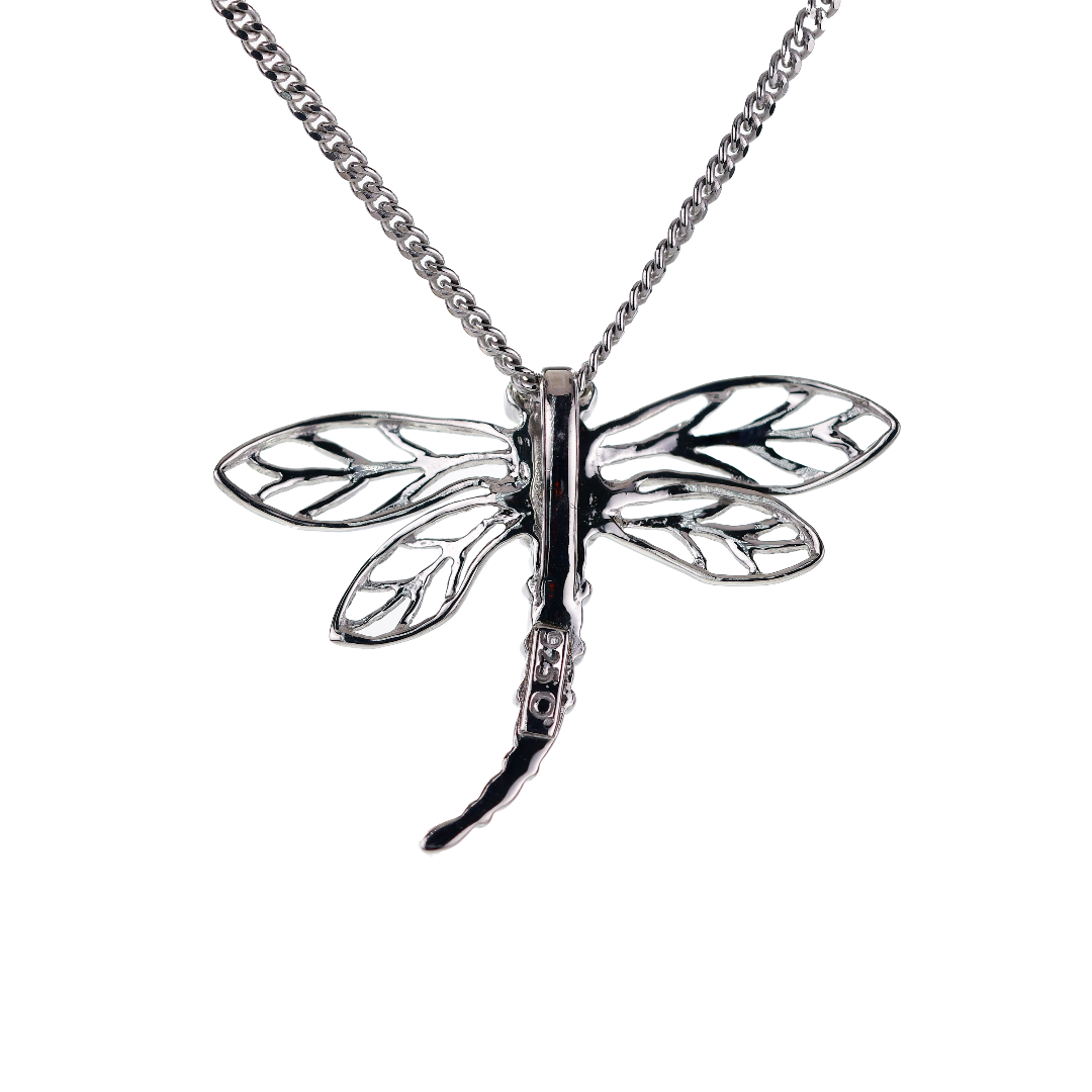 Sterling Silver Diamond Dragonfly Necklace