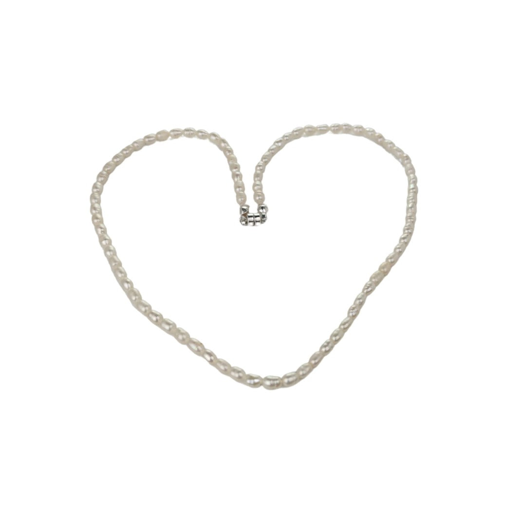 White pearl necklace chocker length sterling silver fastening