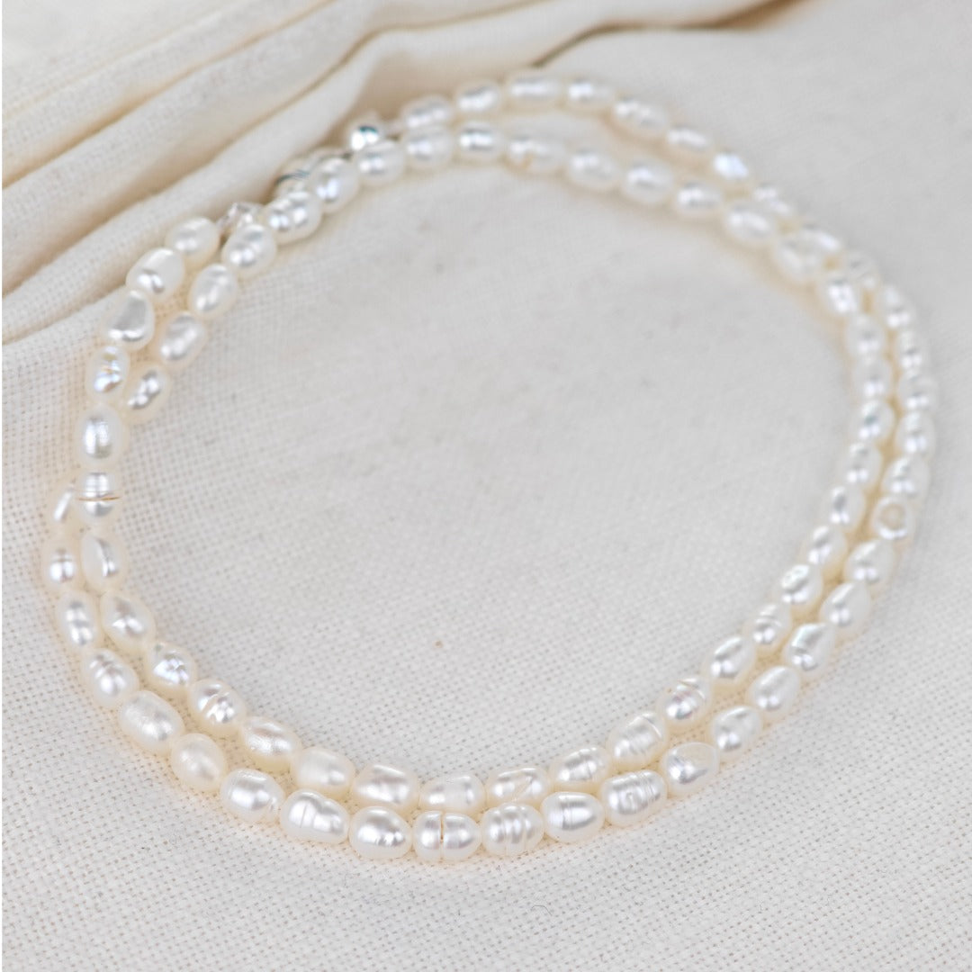 White pearl necklace chocker length sterling silver fastening