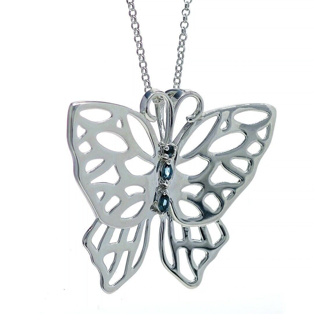 Butterfly Statement Necklace London Blue Topaz Natural Treated Gemstone