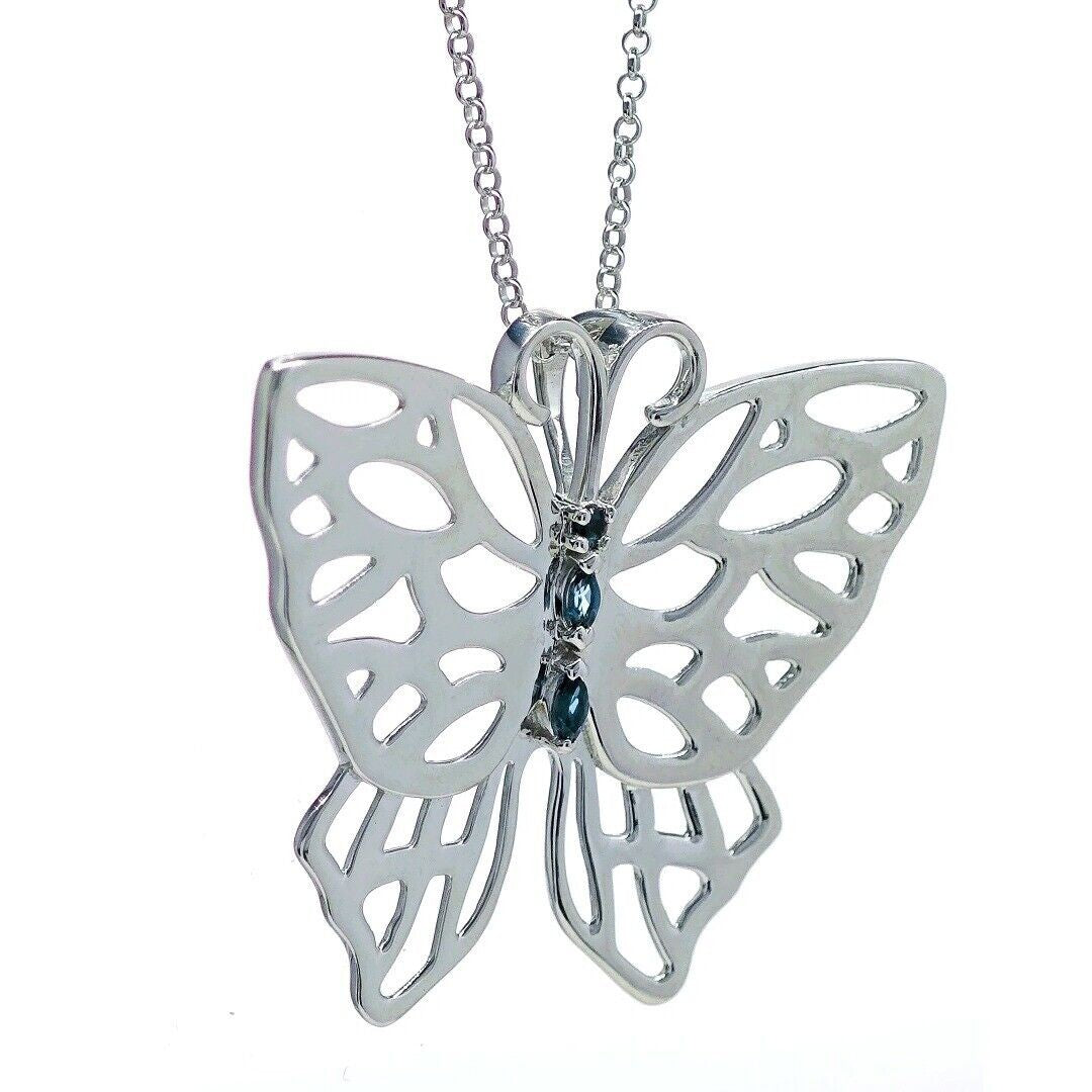 Butterfly Statement Necklace London Blue Topaz Natural Treated Gemstone