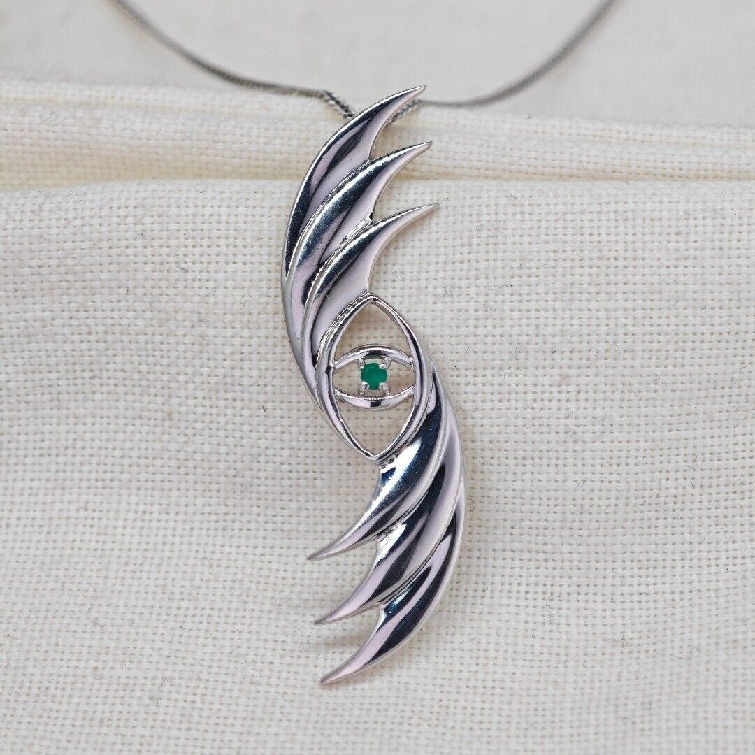 Evil Eye Necklace Sterling Silver Natural Dyed Green Onyx