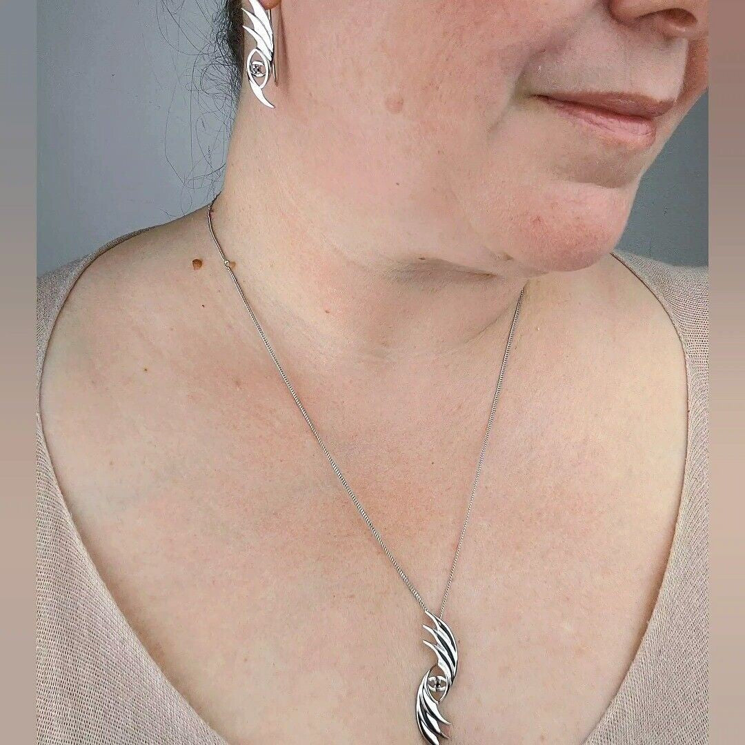 Evil Eye Dangle Earrings Sterling Silver Natural Blue Sapphire
