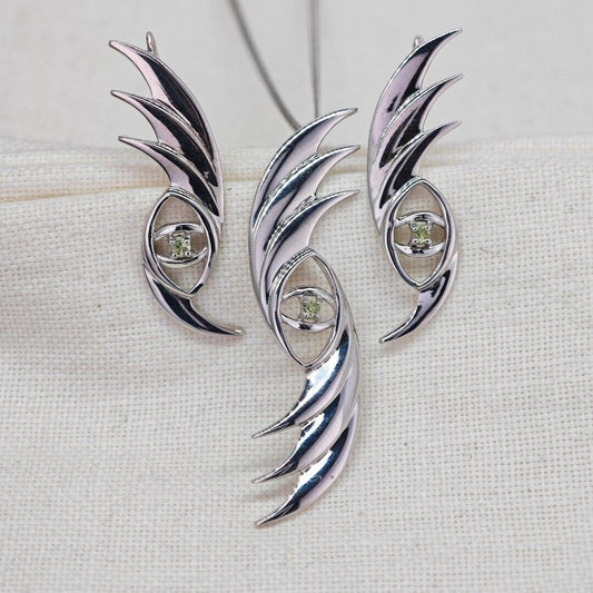 peridot silver dangle earrings image 2