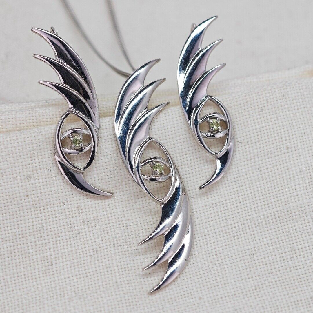 peridot silver dangle earrings image 5