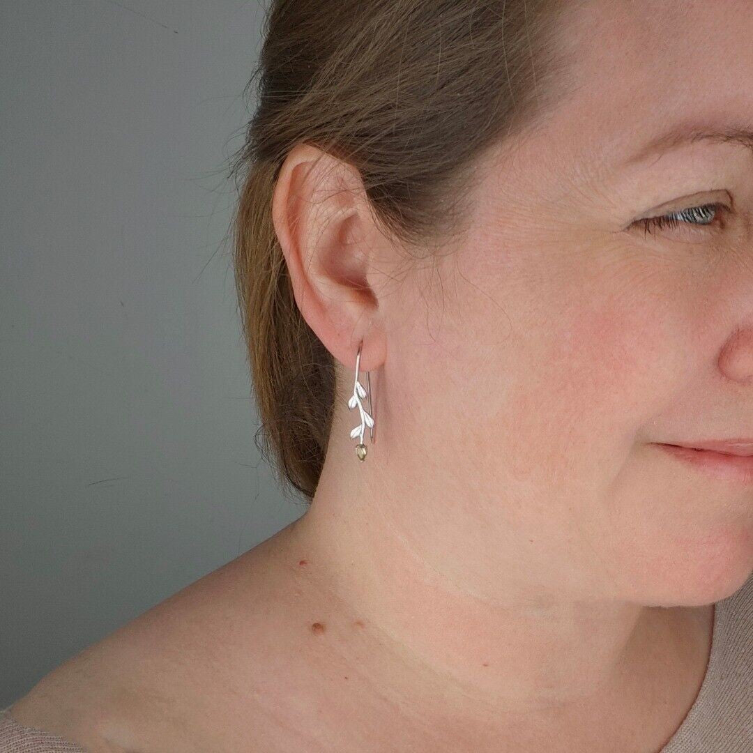 peridot metal dangle earrings image 2