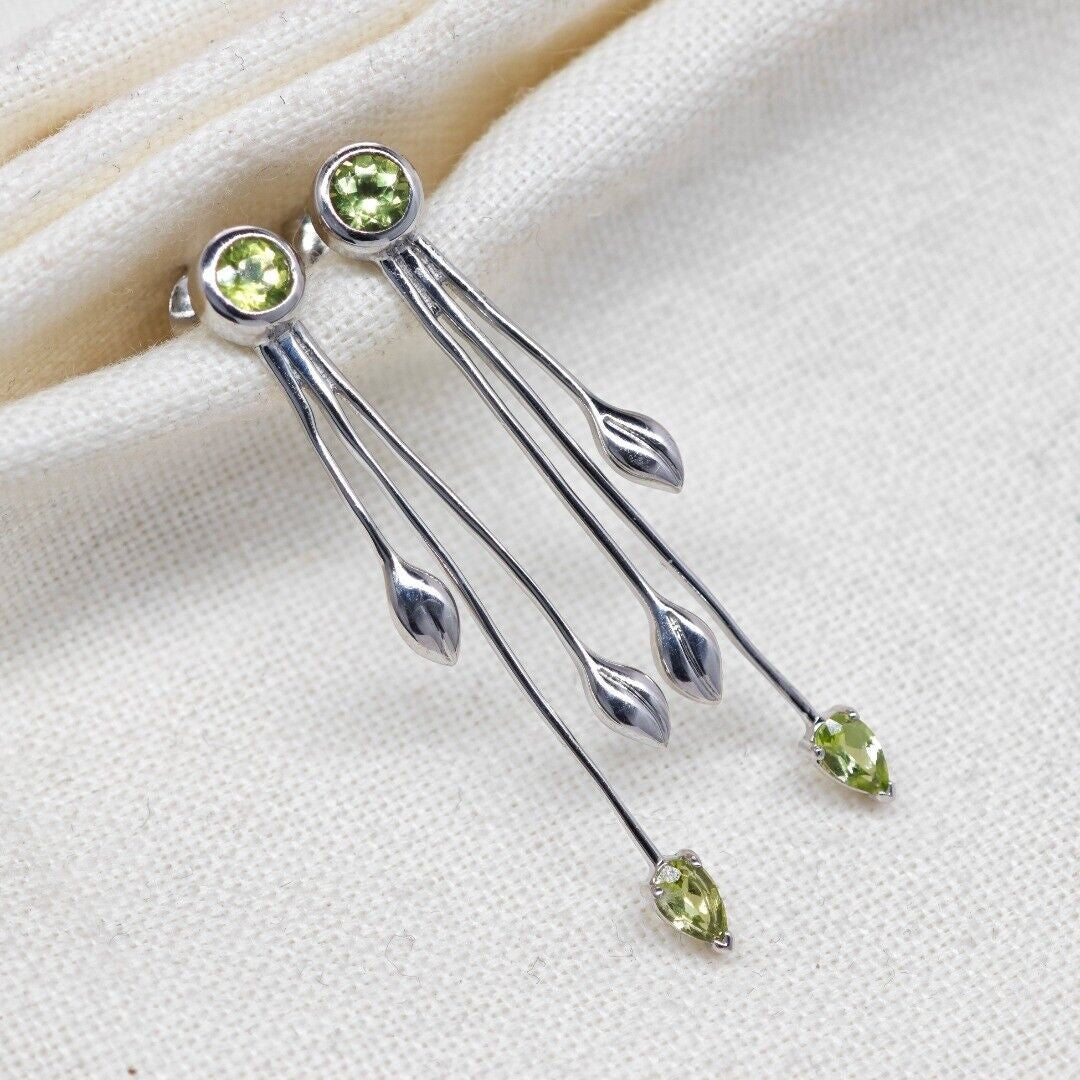 peridot metal dangle earrings image 3