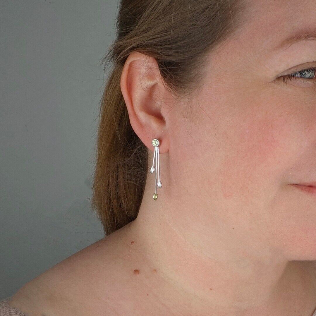 peridot metal dangle earrings image 2