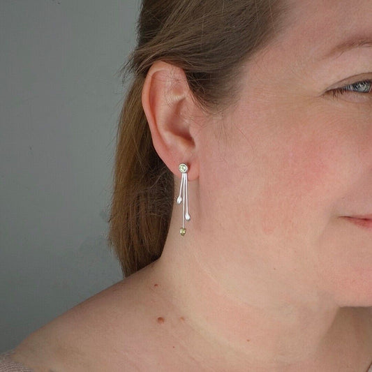 peridot metal dangle earrings image 2