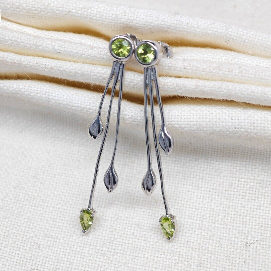 peridot metal dangle earrings image 9