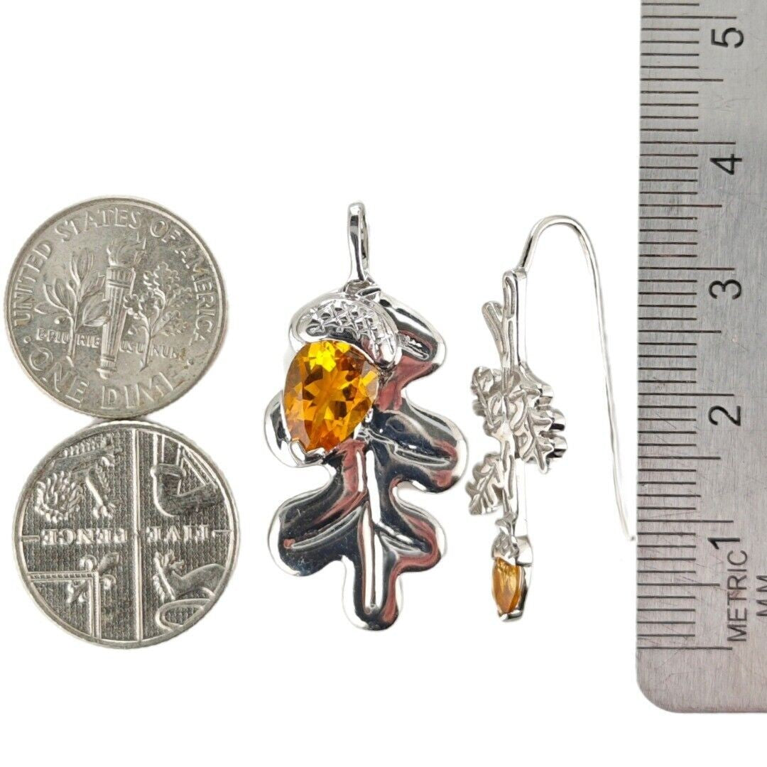 Oak Leaf Acorn Necklace Dangle Earring Set