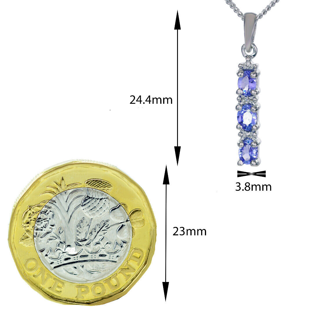 Tanzanite Necklace and stud earrings Set with Diamonds