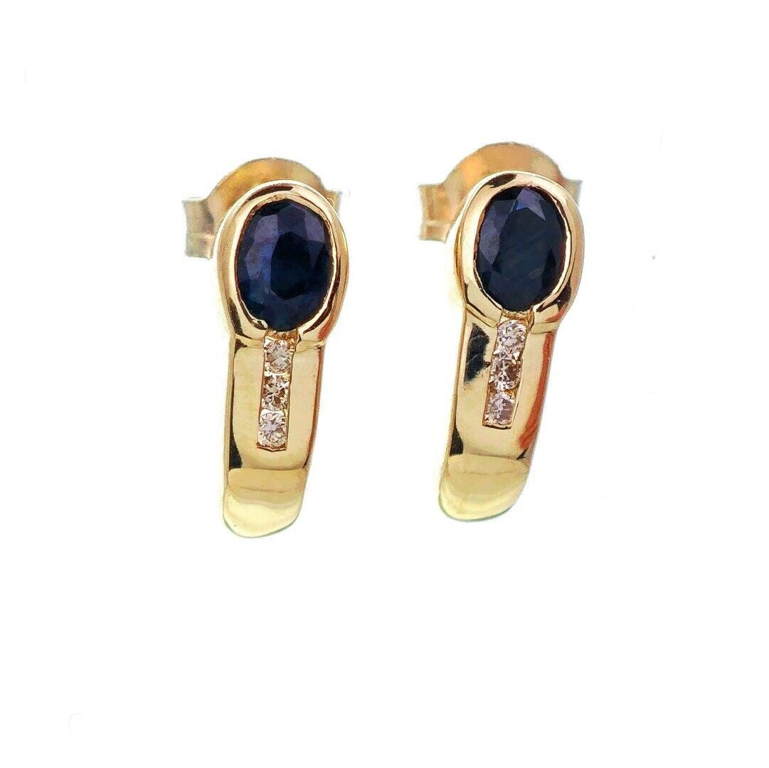 9ct Sapphire Diamond Earrings Gold Studs Natural Blue Gemstones 0.44ct Boxed Gift
