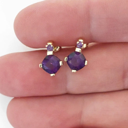 Amethyst Stud Earrings in 9ct Gold