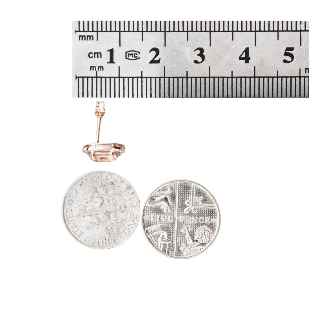9ct Morganite Diamond Earrings Gold Studs Natural Gemstones 0.70ct
