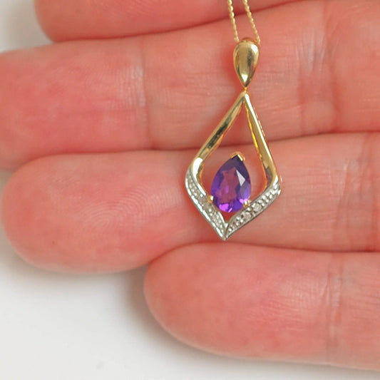 Amethyst Pear Necklace in 9ct Gold