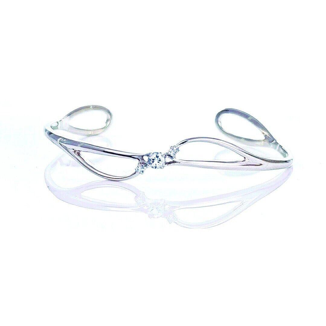 Aquamarine Bangle Sterling Silver Trilogy Satelite