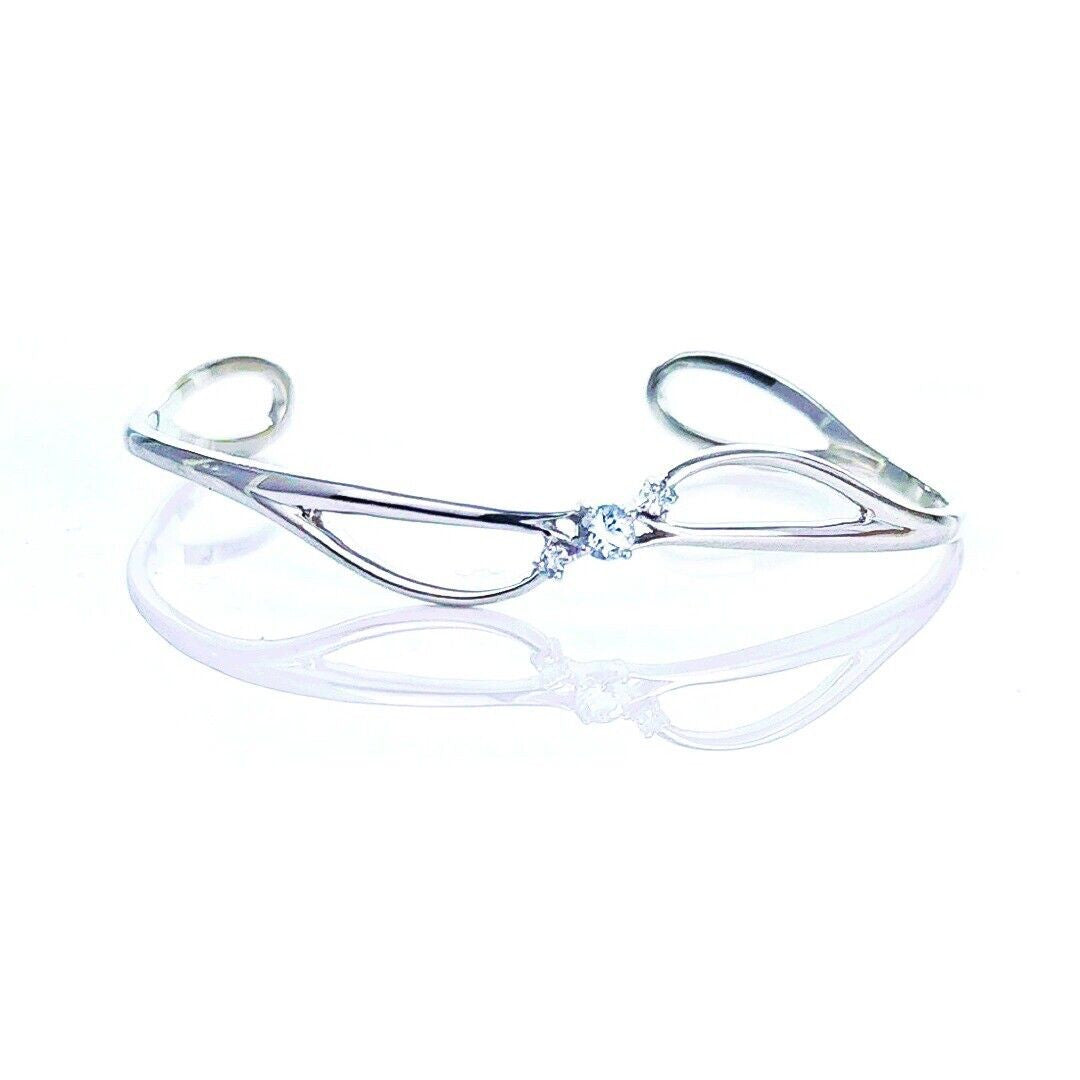 Aquamarine Bangle Sterling Silver Trilogy Satelite