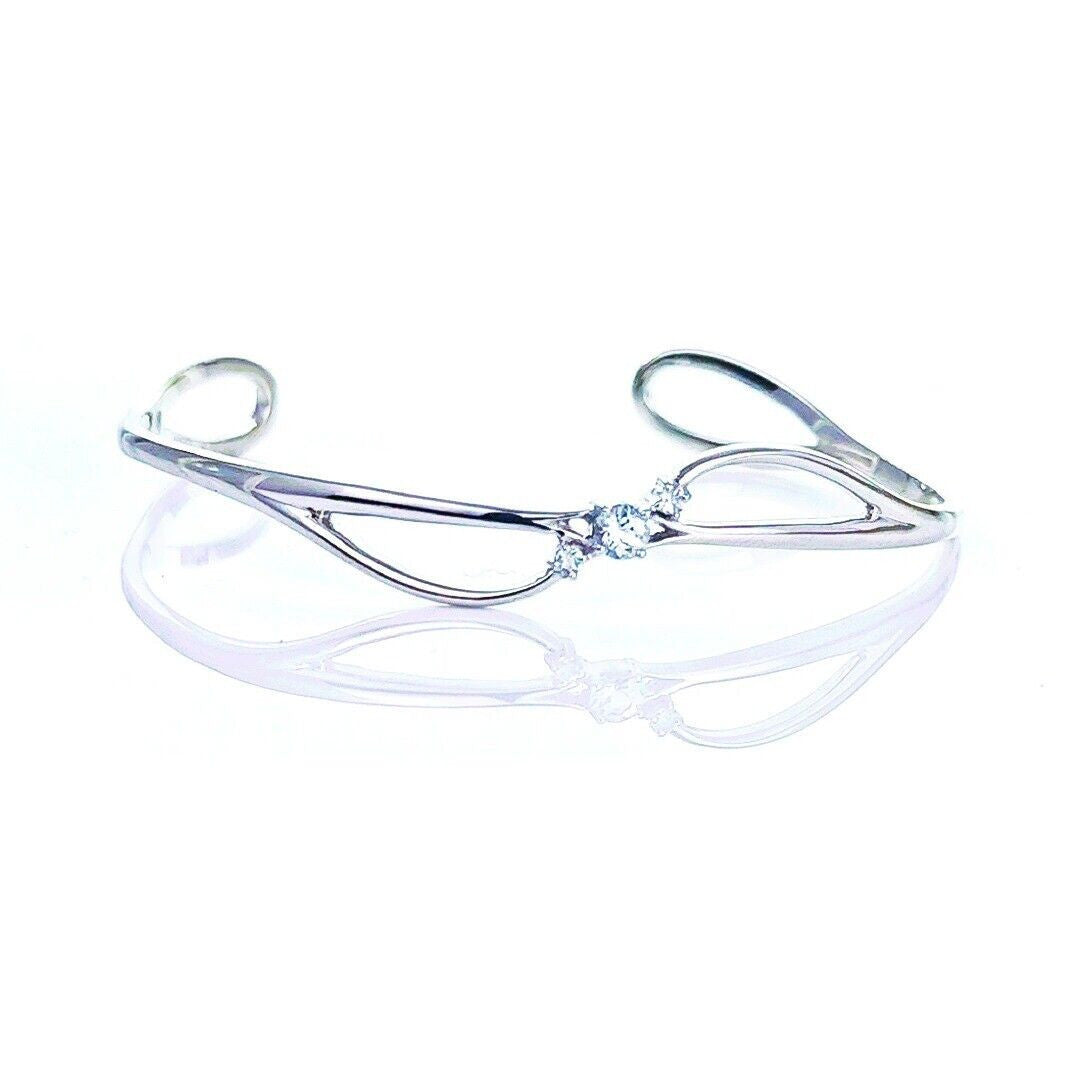 Aquamarine Bangle Sterling Silver Trilogy Satelite
