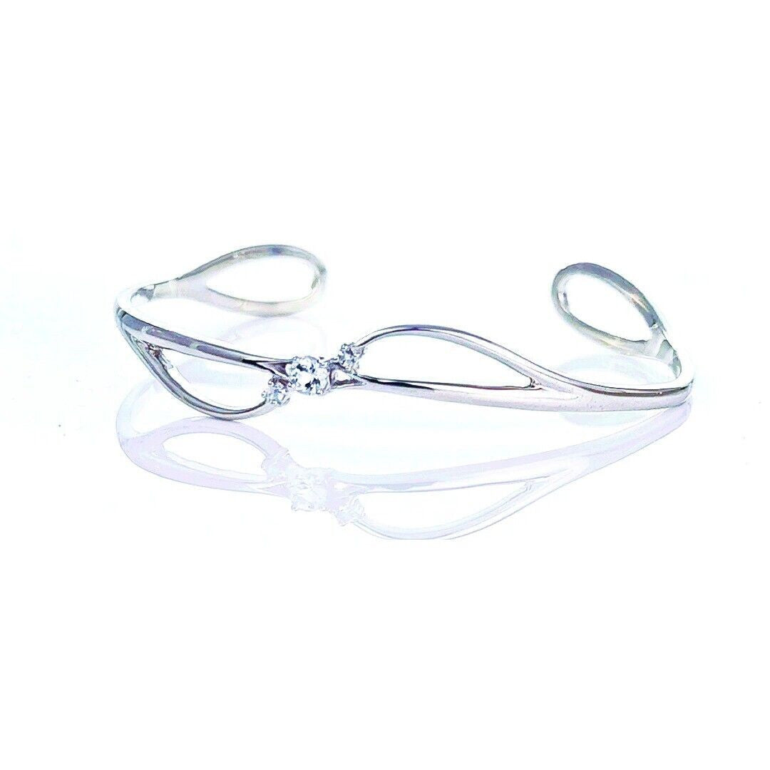 Aquamarine Bangle Sterling Silver Trilogy Satelite