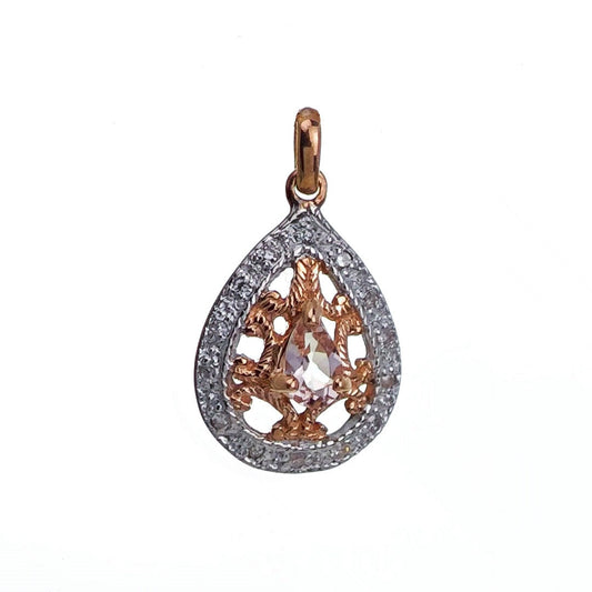 9ct Morganite Diamond Necklace Rose Gold Pink 0.17 ct Natural Gemstone