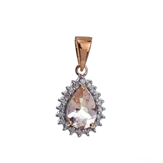 9ct Morganite Necklace Rose Gold 0.56ct Pink Pear Natural Gemstone