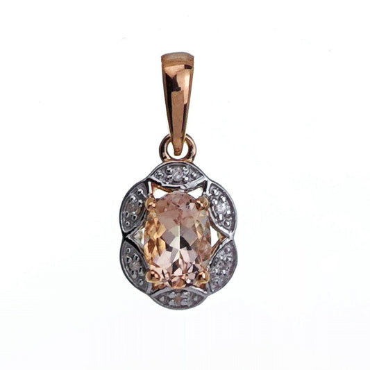 9ct Morganite Necklace Yellow Gold 0.67ct Pink Oval Natural Gemstone