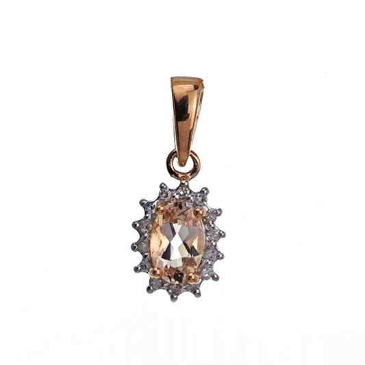 9ct Morganite Diamond Necklace Rose Gold Pink 0.41 ct Natural Gemstone