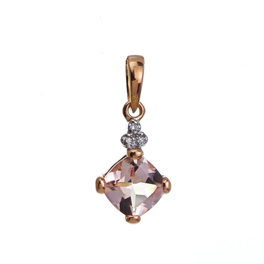 9ct Morganite Diamond Necklace Rose Gold Pink 0.81 ct Natural Gemstone