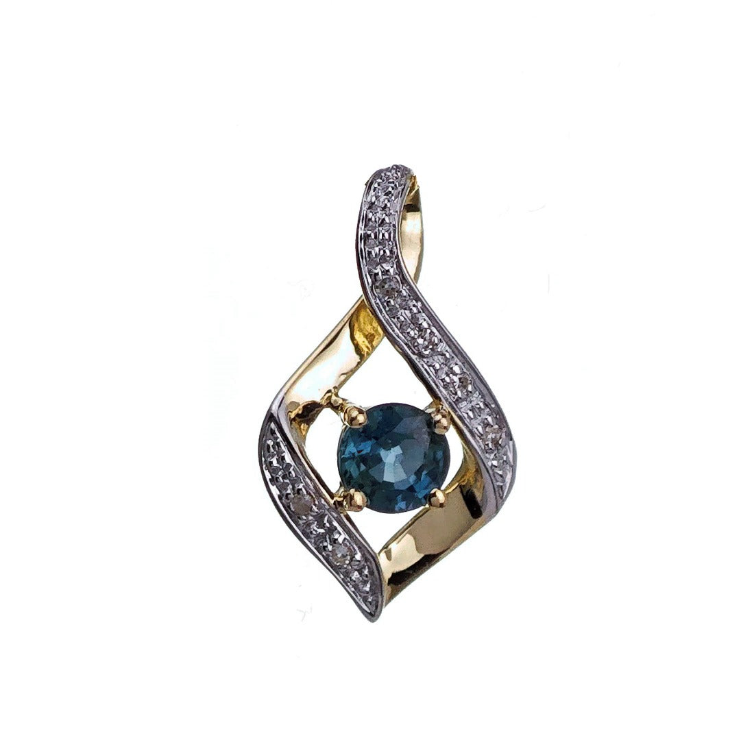 9ct Sapphire Necklace Yellow Gold 0.32ct Blue Round Natural Gemstone