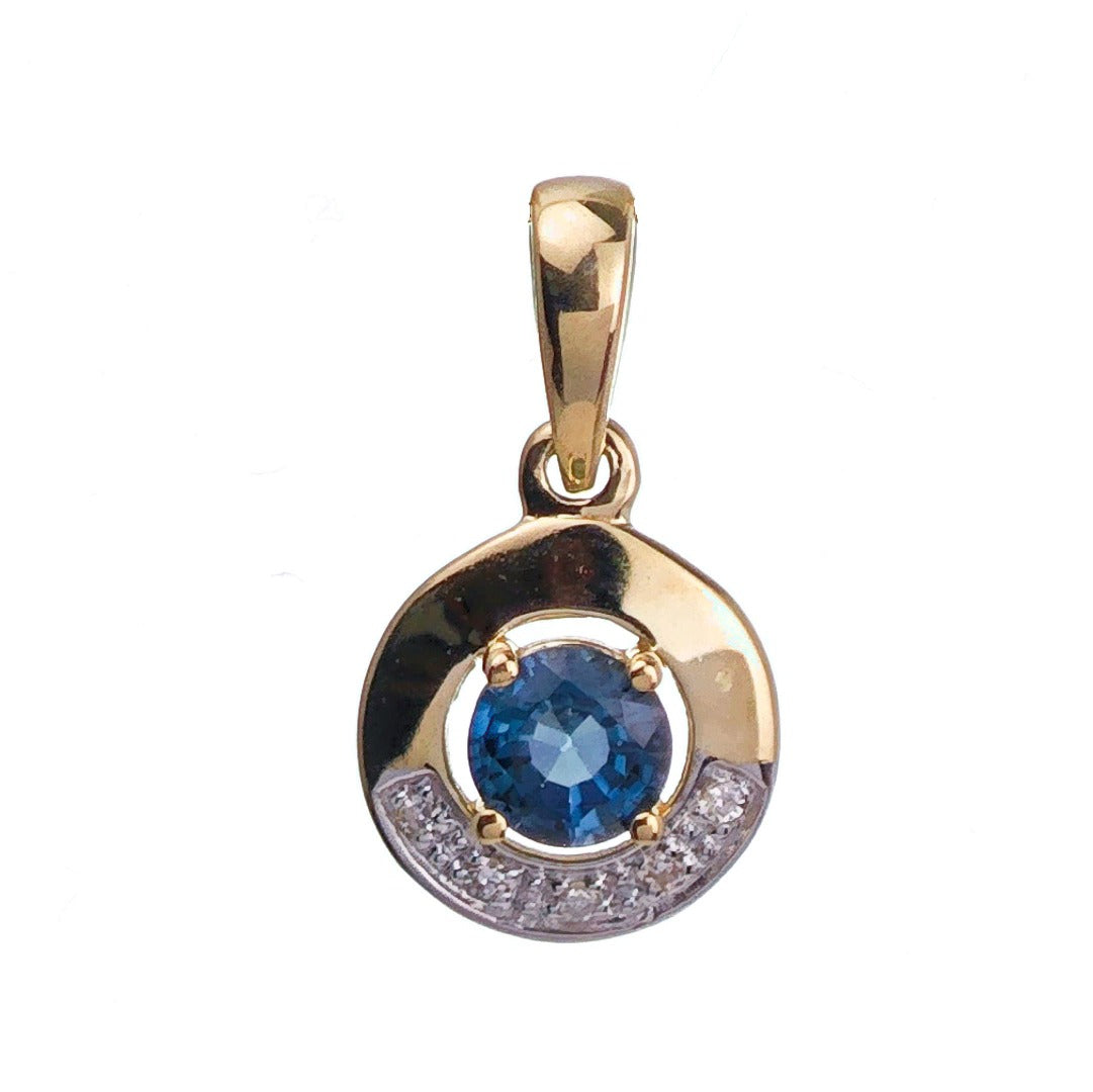 9ct Sapphire Necklace Yellow Gold 0.32ct Blue Round Natural Gemstone