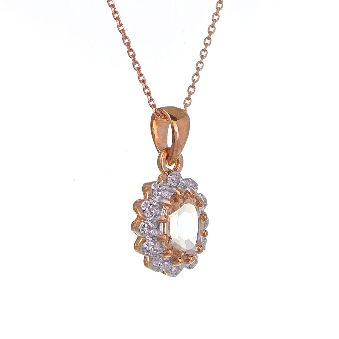 9ct Morganite Diamond  Necklace Rose Gold Pink  0.67 ct   Natural Gemstone