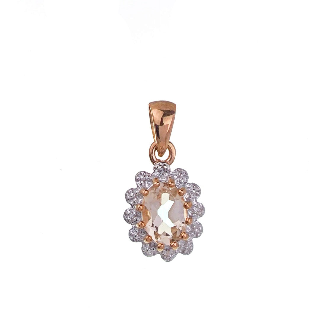 9ct Morganite Diamond  Necklace Rose Gold Pink  0.67 ct   Natural Gemstone