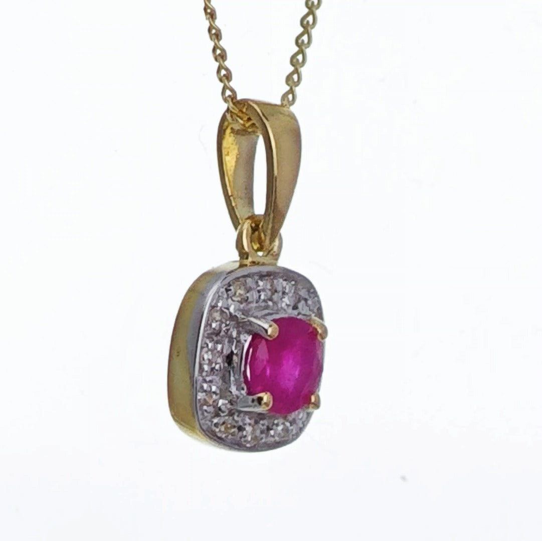 9ct Ruby Necklace Yellow Gold 0.32ct Red Round Natural Gemstone
