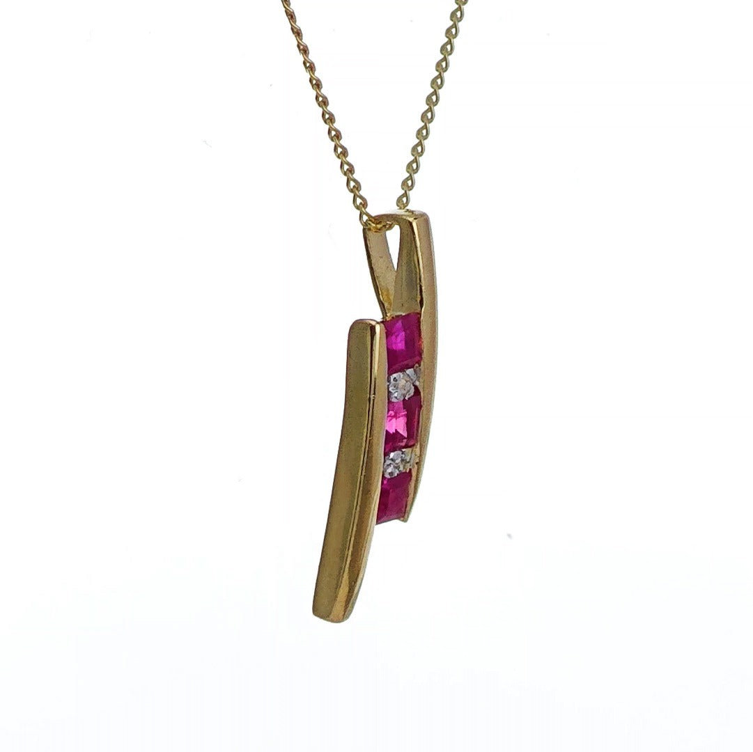 9ct Ruby Necklace Yellow Gold 0.46ct Red Square Natural Gemstone
