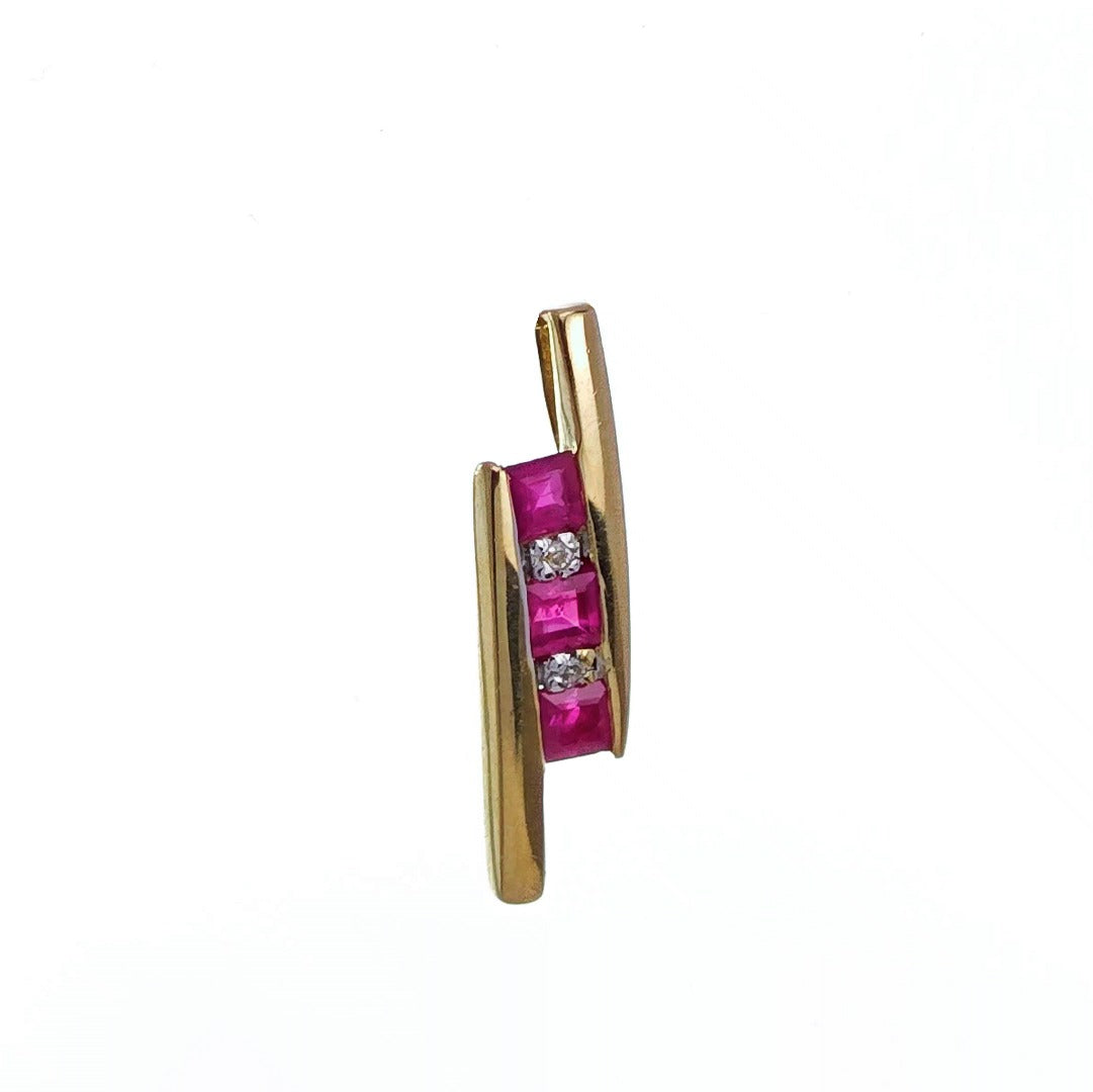 9ct Ruby Necklace Yellow Gold 0.46ct Red Square Natural Gemstone