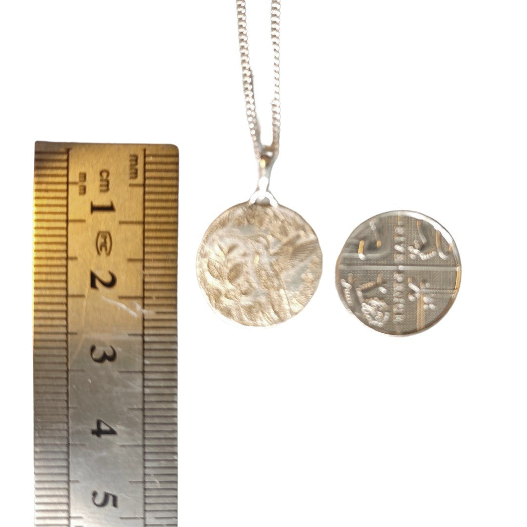 Silver Hummingbird Coin Necklace Pendant Engrave Option Personalise