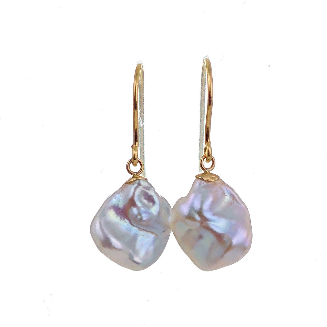 9ct Pearl Dangle Earrings 11mm Ivory Keshi