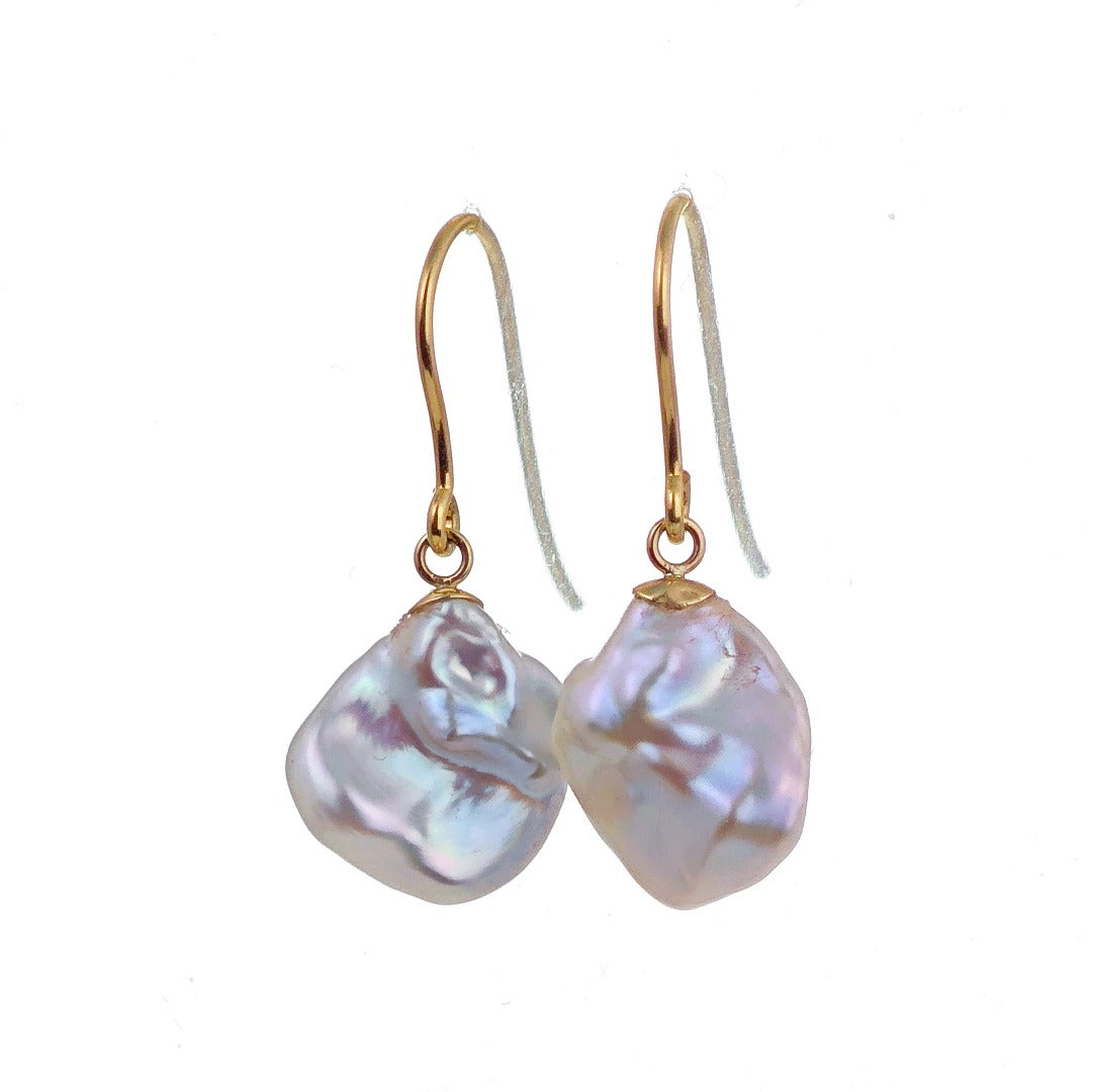 9ct Pearl Dangle Earrings 11mm Ivory Keshi